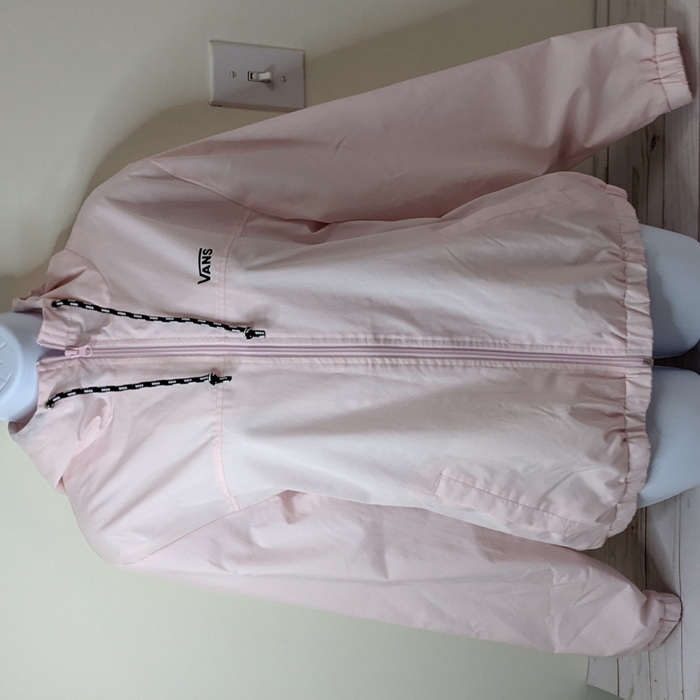 Vans Women's Lightweight Windbreaker Long Sleeve Full Zip Jacket Pink M - Good